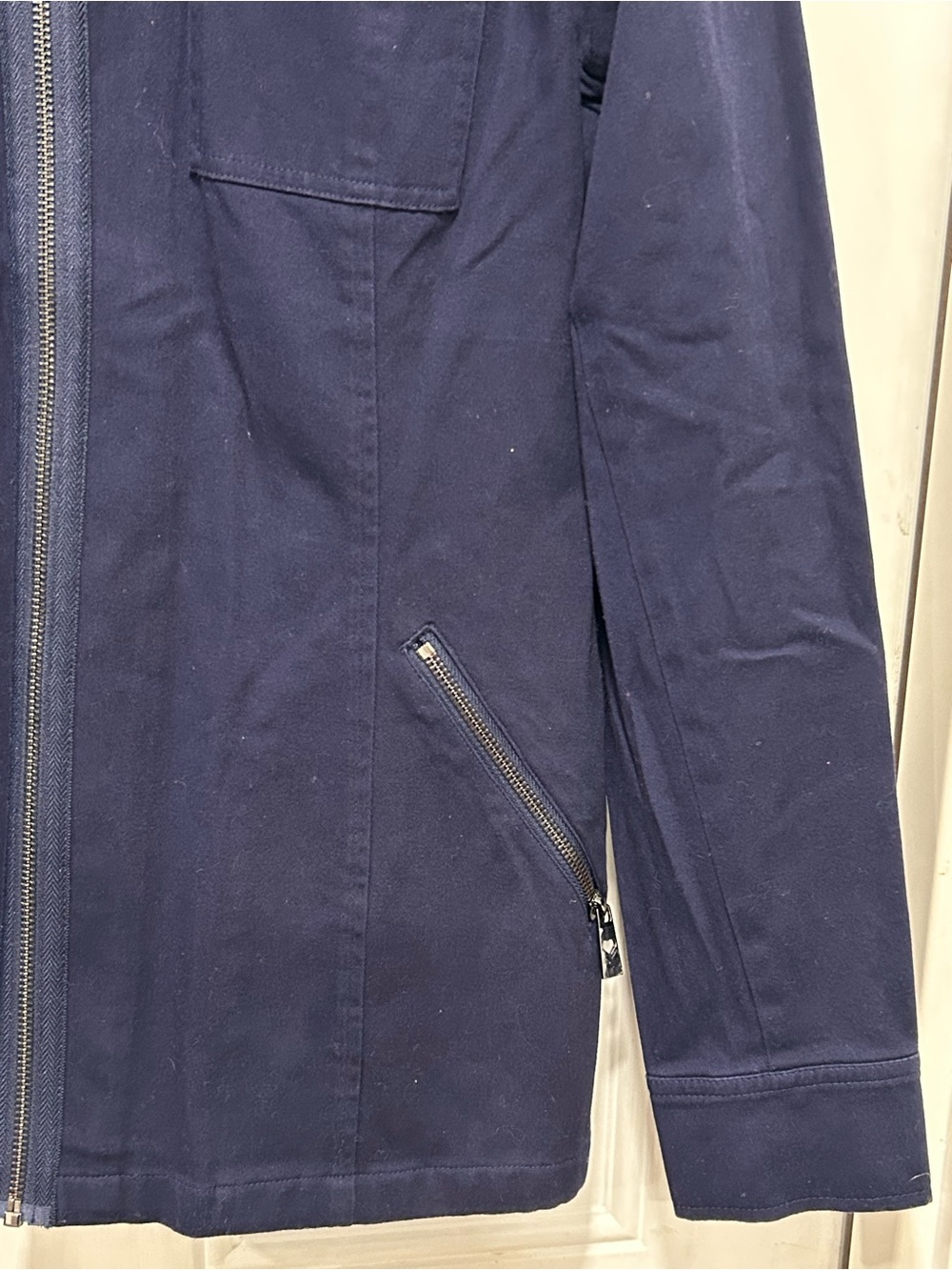 Belle Kim Gravel Women's Military Utility Safari Jacket Navy Blue Zip Size M - Picture 3 of 11